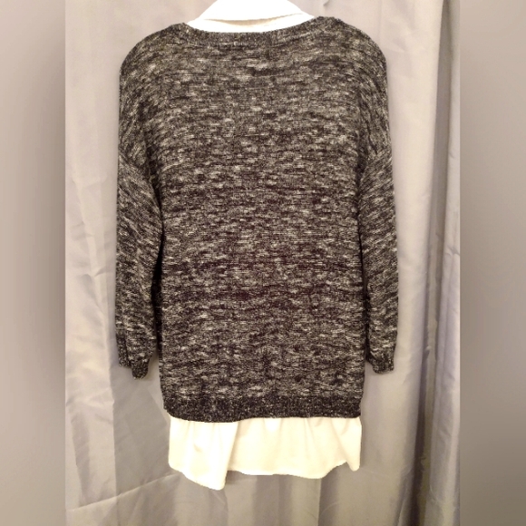 Sharp Verve Ami Faux Button Up White Shirt/B&W Sweater One Piece - Picture 3 of 6